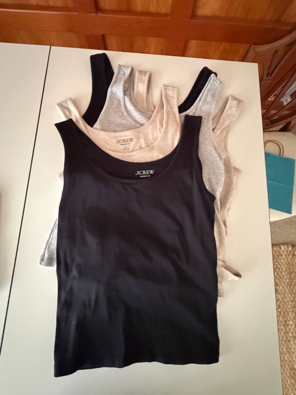 J. Crew Women's Tank Layering Set in (2) Black, (2) Gray, and Cream